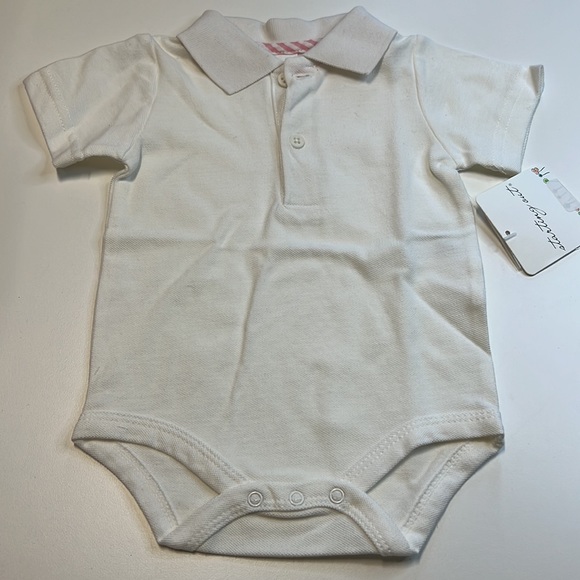 Starting Out 3PC White Collared Onesie, Pink & White Striped Shorts & Hat, NWT! - Picture 5 of 8